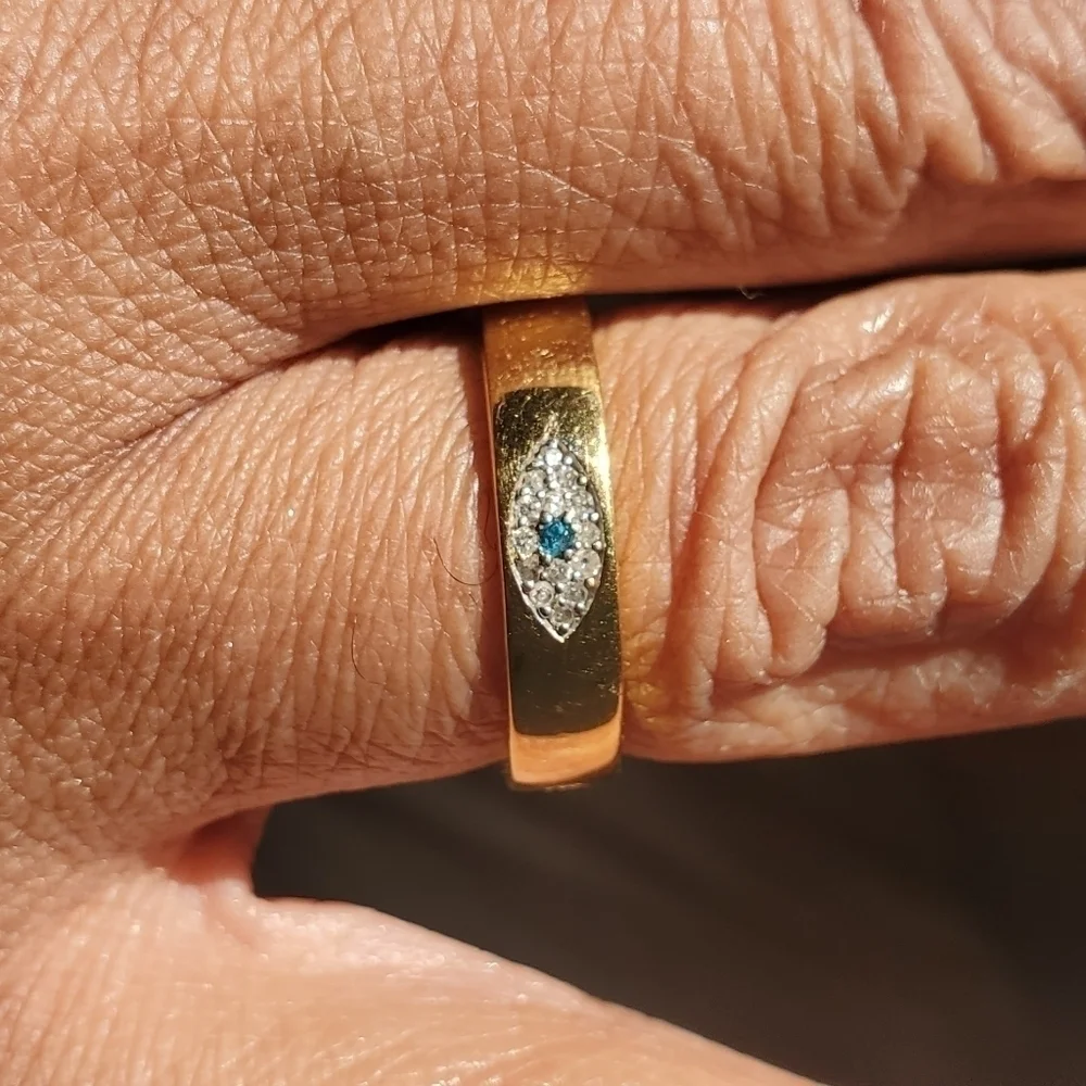 GP Blue Diamond & Diamond Watchful Eye Band Ring